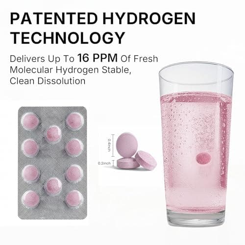 Molecular Hydrogen (H2) Tablets with 120mg Magnesium – 16 PPM Hydrogen Water Tablets for Water, Advanced Hydrogen Technology, Antioxidant Support, Natural Raspberry Flavor, 30 Tablets - Thumbnail 3