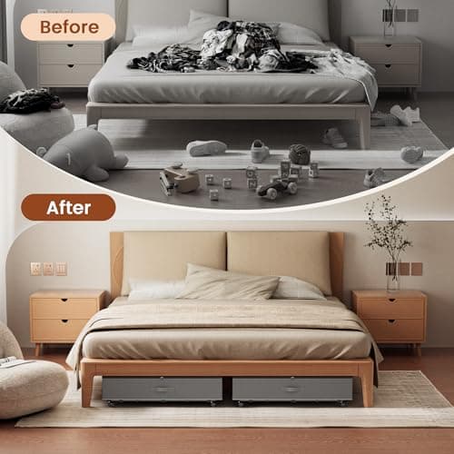 XXXL 78L Under Bed Storage with Wheels, Rolling Storage Containers with Clear Lid & Label, Heavy-Duty Metal Frame, Easy Pull-out, Underbed Storage Bins for Clothes, Shoes, Blankets, and Toys(2PACK) - Thumbnail 6