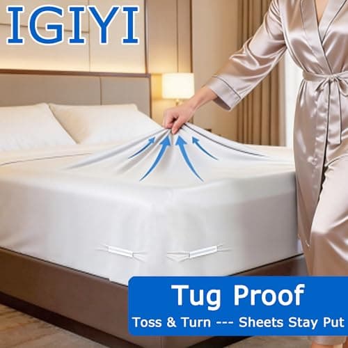 IGIYI Bed Sheet Holders for Corners, 4 Pcs Lock Fitted Sheet Holder Fastener & Bed Sheet Grippers, White Non-Slip Heavy Duty Clips to Keep Sheets Tight, Fits All Mattress Easy Installation - Thumbnail 2
