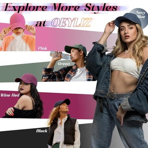 Oeyliz Baseball Cap Women Baseball Hat Vintage Washed Distressed Cap One Size Men Women Running Fishing Workouts Outdoor Adjustable Plain Hat Black - Thumbnail 5