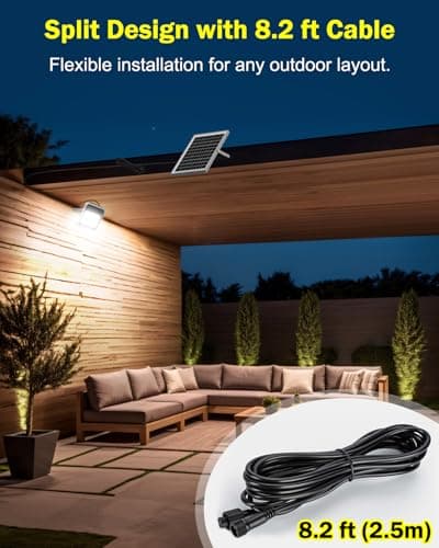 Engrepo Solar Light Outdoor, 10000mAh Luces Solares Solar Powered Security Flood Light Outside 3000LM IP65 Waterproof Dusk to Dawn with Remote Control and 8.2 ft Cable for Yard, Garden, Shed, Barn. - Thumbnail 6