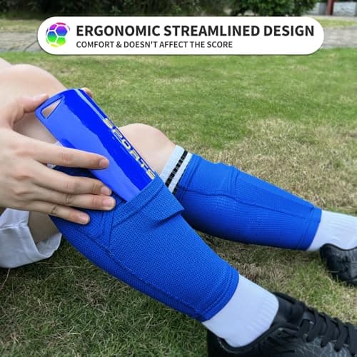 ATHCISE Kids Youth Soccer Shin Guards with Sleeves, Slip in Shinguards Soccer Shin Pads for 3-15 Years Old Boys Girls Child Teens - Thumbnail 3