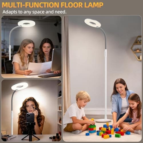 GyroVu 70" Bright LED Floor Lamp for Living Room, Dimmable Standing Tall Lamps with Color Temperature Adjustable, Touch Control Gooseneck Reading Light for Bedroom Office - Thumbnail 5
