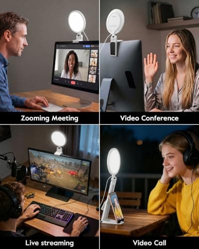 Ring Light for Laptop, 5" Eye-Caring Lighting with 50 Modes, CRI>97.8, 3000K-6500K Zoom Lighting for Conference, Meetings, Video Call, Recording, Streaming - Thumbnail 3