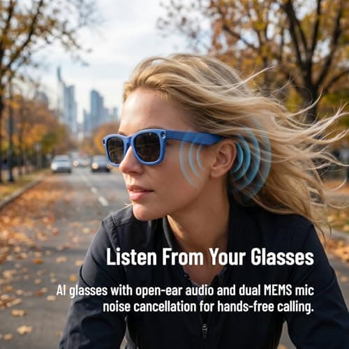AICUDDO 2026 AI Smart Glasses with Camera, 8MP HD Lens 1080P Video Recording Glasses, ChatGPT AI Assistant Real-Time Translation Open-Ear Audio Camera Glasses for Men Women Vlog Travel Work Meetings - Thumbnail 5