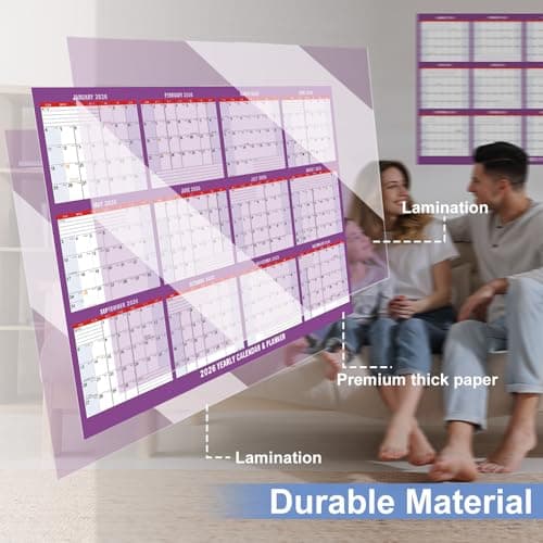 Wall Calendar 2026-32" x 48" Dry Erase Calendar for Wall, 12 Monthly Calendar From Jan to Dec, Reversible, Double Laminated 2026 Wall Calendar, Extra Large Calendar Wall for Home Kitchen Office - Thumbnail 4