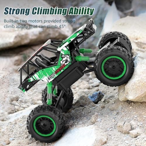 DOUBLE E 1:14 Scale Large Remote Control Car Monster Trucks with Head Lights, 4WD Off-Road All Terrain RC Car, Rechargeable Vehicle for Outdoor Play and Xmas Gifts - Thumbnail 2