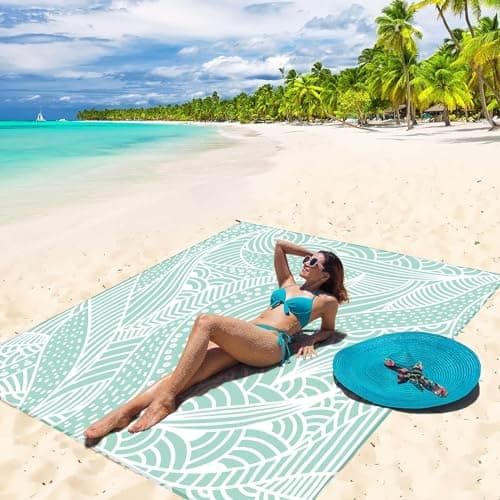 HIHOHO Beach Blanket Waterproof Sandproof Extra Large Beach Mat 79" X 83"/120"x108"for 1-8 Adults Quick Drying Durable Outdoor Picnic Mat for Beach Travel Camping Hiking - Thumbnail 6