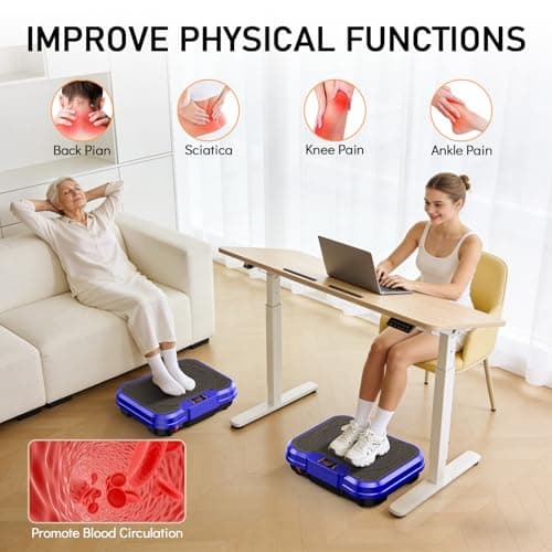 Trekora Vibration Plate Exercise Machine, Vibrating Fitness Platform for Lymphatic Drainage, Full Body Shaker Workout Equipment, Vibrate Fitness Platform for Home Women Men Exercise Gym (Blue) - Thumbnail 3