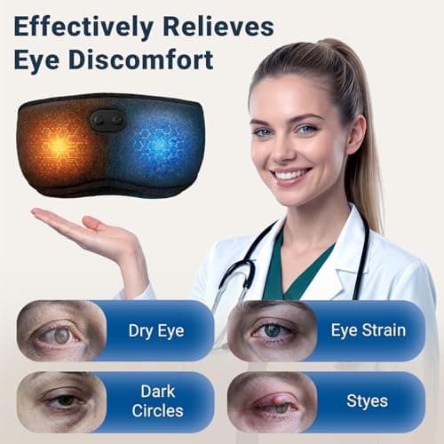 2 in 1 Heated & Cooling Gel Eye Mask - Cooling Eye Mask for Migraine Headaches Relief - Cordless Heated Eye Mask for Dry Eyes 3 Heat Settings Warm Compress for Stye Eye Treatment Washable Pad Cover - Thumbnail 3