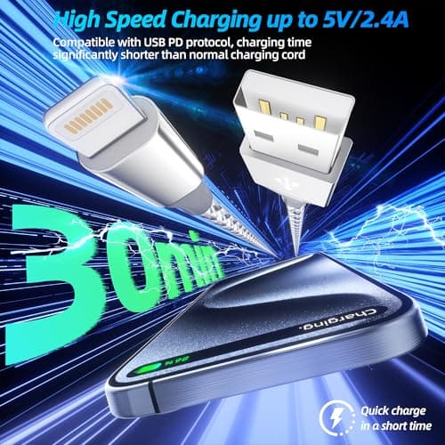 iPhone Charger 3pack 10FT Apple MFi Certified Long Lightning Cable Fast Charging High Speed Data Sync USB Cable Compatible iPhone 14/13/12/11 Pro Max/XS MAX/XR/XS/X/8/7/Plus/6S (Grey White) - Thumbnail 2