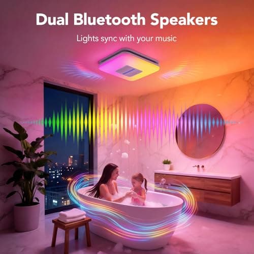 OREiN Matter Smart Bathroom Fan with Light – Humidity Sensor, 130–160 CFM Ventilation, Ultra-Quiet 1.0 Sone, Tunable White & Custom RGB, Dual Bluetooth Speakers, Compatible with Alexa & Google Home - Thumbnail 6