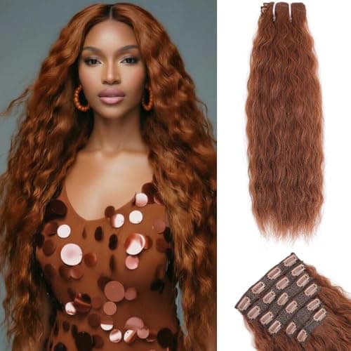 Clip in Hair Extensions Real Human Hair 120g 6pcs Deep Water Wave Curly Human Hair Extensions Double Weft Super Wave Clip ins for Women (30#, 20 Inch)