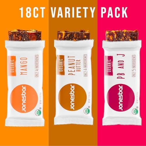 JONESBAR Organic Plant Based Protein Bars | 18 Count Variety Pack | Fruit & Nut Bar, Kosher, Gluten Free, Breakfast Bars, School Snacks, Vegan Snack & Healthy Snacks for Adults and Kids (Pack of 18) - Thumbnail 4
