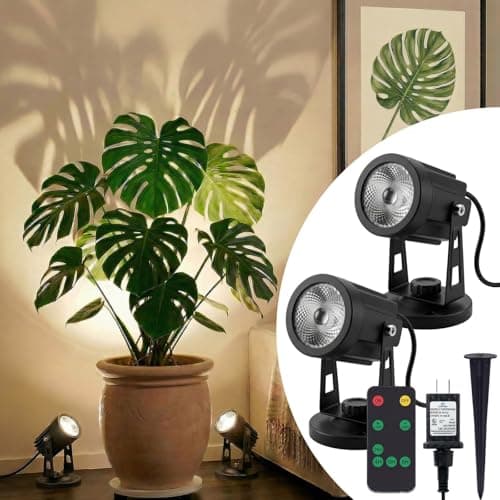 Ucomeuni LED Spotlight Indoor for Plants Uplights Lamp Accent Lighting Decor 12V Low Voltage Warm White Up Down Spot Lights Outdoor Landscape Lighting 2 Pack(Adapter, Base and Stake Included) - Image 1