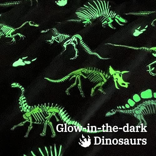 Gdindff Glow in The Dark Dinosaur Blanket for Boys, Dinosaur Toys for 3 4 5 6 7 Year Old Boys, Easter Basket Stuffers for Kids Toddlers, Cute Dino Gifts Room Decor, Soft Fleece Throw Blanket 50"x60" - Thumbnail 4