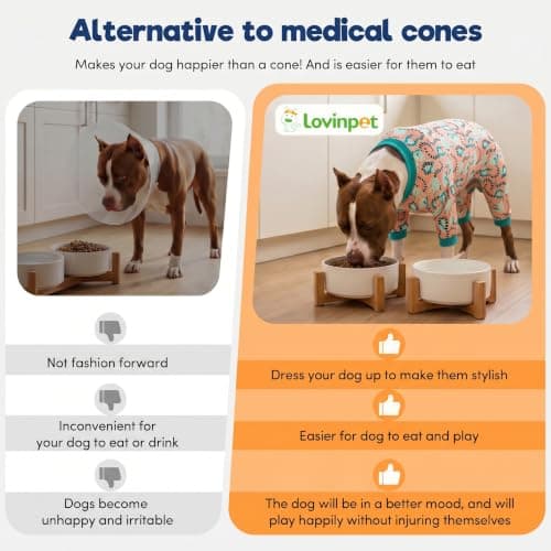 LovinPet Pitbull Dog Pjs for Large Dogs, Pet Anxiety Relief Pajamas, Sun Protection Dog Shirt Comfy Stretchy Fabric, Pastel Lemur Print, Pajamas for Pitbulls, Pitbull Party Clothes,2XL - Thumbnail 6