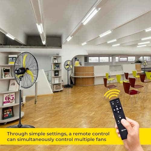 FUGOO 24'' Outdoor Oscillating Pedestal Fan With Remote Control,All Sealed BLDC Motor, 4-Speed Waterproof Outdoor Fan, Heavy Duty Industrial Floor Fans for House,Patios, Commercial, Garage, Warehouse - Thumbnail 4