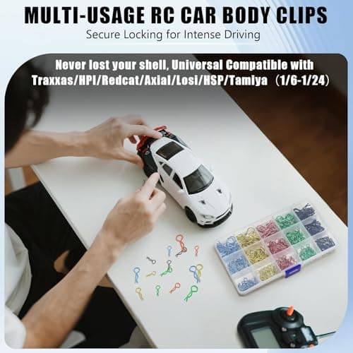 260pcs RC Body Clips Shell Clip R Pins Universal Stainless Steel Body Clips for 1/6 1/8 1/10 1/12 1/14 1/16 1/18 1/24 Traxxas Redcat HPI Tamiya HSP Exceed RC Car Parts Truck Buggy Shell Replacement - Thumbnail 4