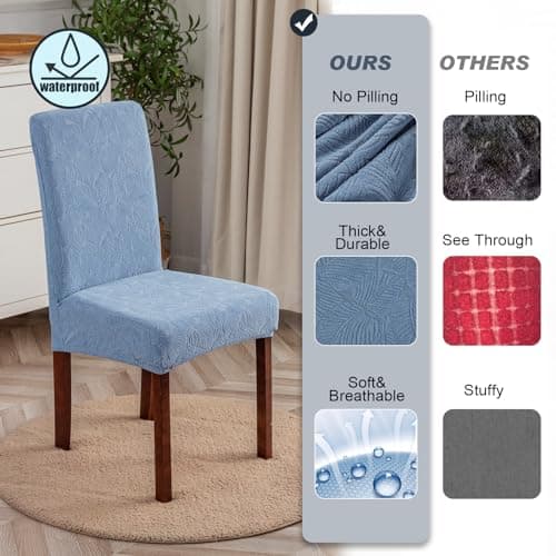 YUEANG Waterproof Dining Chair Covers, Chair Covers for Dining Room Stretch Parsons Chair Slipcover, for Dining Room Kitchen Chair Protector Cover, Removable, Washable - Thumbnail 4