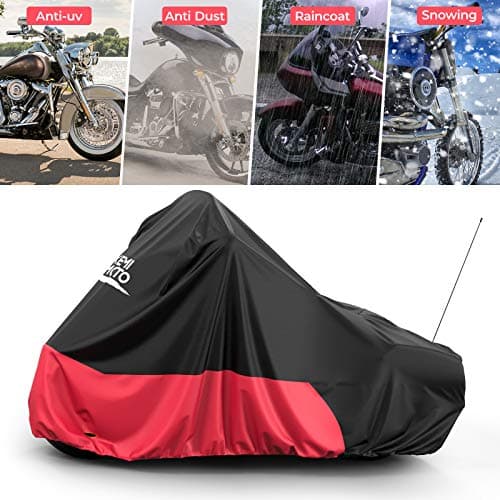 KEMIMOTO Heavy Duty 420D Motorcycle Cover Fits Side Top Box Waterproof Outdoor Compatible with Touring, Touring Ultra Limited Road King Street Glide Road Glide All Weather Dust Sunlight Rain Cover - Thumbnail 2