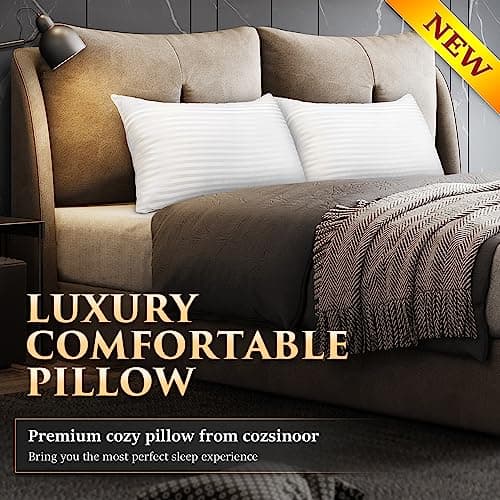 COZSINOOR Bed Pillows for Sleeping Queen Size - Hotel Quality Set of 2 - Breathable Cooling Down Alternative Microfiber Filled for Back, Stomach, Side Sleepers Skin-Friendly - Thumbnail 2