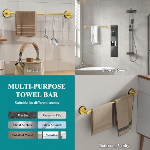 Towel Bar for Bathroom Wall,Adjustable 12~21 Inch Towel Racks for Bathroom Wall Mounted, Towel Holder for Glass Shower Door,Bathroom Accessories,Ap - Thumbnail 2