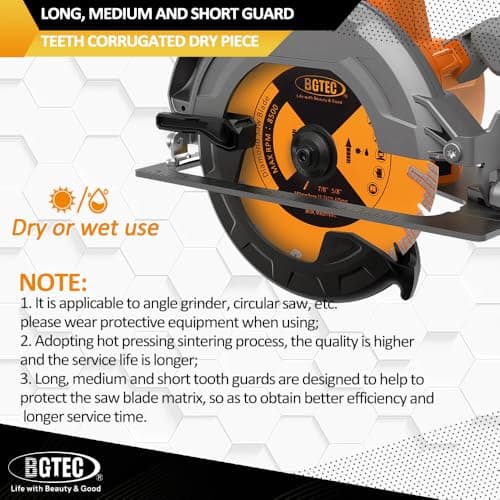 BGTEC Diamond Saw Blade, 9"/230mm Granite Cutting Disc for Circular Saw Cutting Marble, Concrete,Masonry,Ceramic,Porcelain - Thumbnail 6