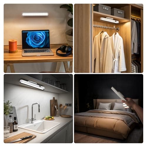 AKSDA Rechargeable Under Cabinet Lighting, 2600mAh Magnetic Mirror Light with Battery Level Display, 3 Color Temperatures Adjustable Dimmable Wireless Closet Lights for Kitchen, Bedside, Counter - Thumbnail 3