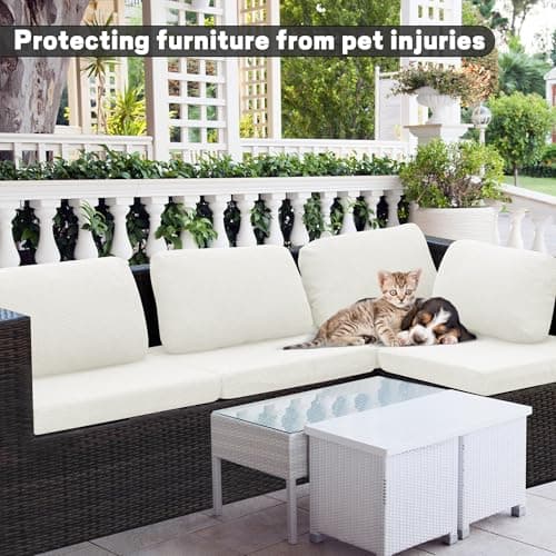 DREAHOTEXTIL 8Pcs Outdoor Cushion Covers,Patio Cushion Covers,Stretch Elastic Slipcovers,Replacement Washable Furniture Protector for Patio Couch,Jacquard Textured Twill Fabric(White,Cover Only) - Thumbnail 3