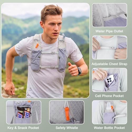 KUYOU Running Vest for Women & Men, Lightweight Hydration Backpack with 2L Water Bladder, Water Backpack for Trail Running, Hiking, Cycling & Marathon - Thumbnail 3