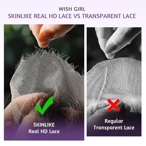 WISHGIRL Body Wave Lace Front Wig Human Hair SKINLIKE HD Lace Wigs 13x4 Full Frontal Lace Wig 0.10mm Ultra-thin Invisible Swiss HD Lace Front Wigs Frayed Ends Tiny Knots 200% Density Natural Color - Thumbnail 2