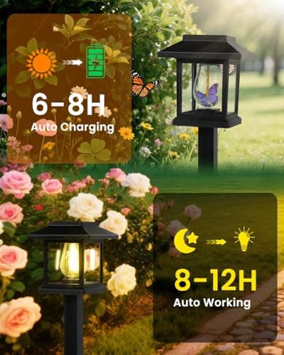 16-Pack Solar Lights Outdoor (Extra-Bright & Auto On/Off), Solar Powered Garden Lights, Outdoor Waterproof Solar Pathway Lights for Patio, Path, Yard, Landscape, Driveway, Walkway Decor (Warm White) - Thumbnail 4