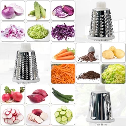 YOUCZON Rotary Cheese Grater Multi-Purpose Stainless Steel Cheese Shredder - Cheese Grater With Handle Effortless Grating of Carrots, Potatoes, Vegetables, and Fruits (Red) - Thumbnail 5