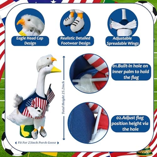 Soccer Porch Goose Outfits, Football Geese Duck Statues Clothes Art Decor - Thumbnail 5