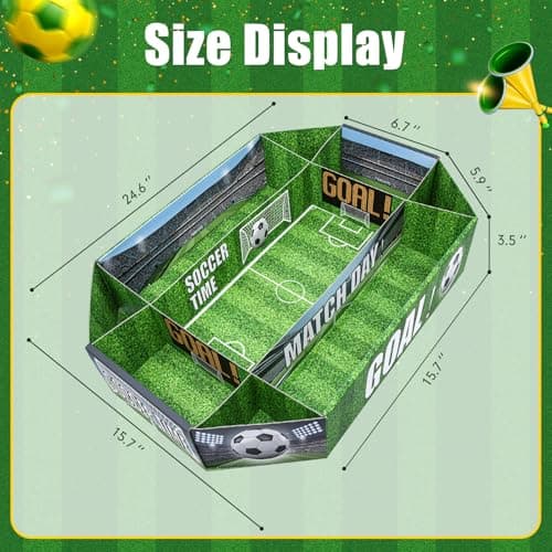 Soccer Food Serving Tray Soccer Party Supplies Decorations Kits 24.6"×15.7" Large Sport Snack Plates Stadium Charcuterie Box 2026 Soccer Event Party Sport Birthday Celebration Table Centerpiece Favor - Thumbnail 3