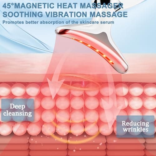 7 Color Neck Face Massager Tool, Facial Massager with Vibration Tech, Rechargeable Face culpting Wand for Skin Care (White) - Thumbnail 3