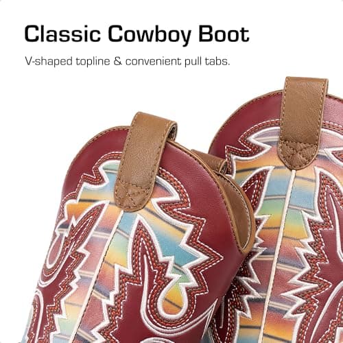 DREAM PAIRS Boys Girls Cowboy Boots Toddler Mid Calf Western Boots Square Toe Riding Boots for Kids,Size 10 Toddler,Brown/Multi,KKUMMB2502 - Thumbnail 3