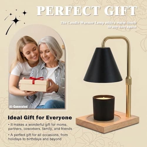 BJFFN Candle Warmer Lamp with Timer -Birthday Gifts for Women Mom, House Warming Gifts New Home Decor, Dimmable Wax Melt Warmer for Jar Candles with 2 Bulbs - Black A - Thumbnail 6