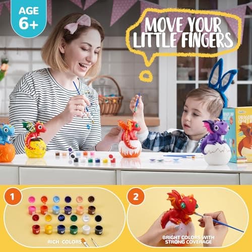 JMMICO Paint Your Own Dragon Lamp Craft Kit, Dragons Crafts DIY Night Light, Dragon Gifts for Girls Boys, Arts and Crafts for Kids Ages 8-12, Dragons Party Activities, Painting Kit for Kids 6+ - Thumbnail 4