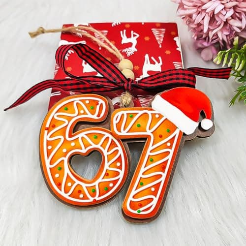 67 Ornament, 6 7 Meme Christmas Ornaments 2026, Gingerbread Wood, Funny Christmas Ornament for Kids, 6 7 Gifts - Thumbnail 3