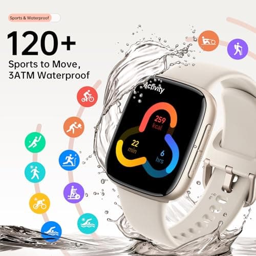 Smart Watches for Women Men, 1.85" HD AMOLED Smart Watch for Android iPhone, 3ATM Waterproof, Bluetooth Calls/Messages, SpO2/Heart Rate Monitor, Sleep Tracker, 120+ Sports Modes Fitness Watch, 2 Bands - Thumbnail 6