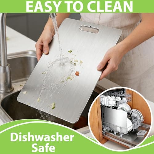 Titanium Cutting Boards for Kitchen - 100% Pure Double-Sided Food Grade Chopping Boards for Kitchen, Dishwasher Safe, Odor Resistant & Easy to Clean for Meat, Vegetables, Fruits (13.4“L x 9.1"W) - Thumbnail 5