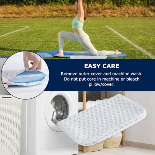 Ultra Thin Pillow 2.75" cooling Memory Foam Pillows for Stomach Sleeping, Gel Infused Slim Pillows for Side Back Stomach Sleepers, Travel Pillow, Bed Pillow Neck support, Washable Cover Standard Size - Thumbnail 5