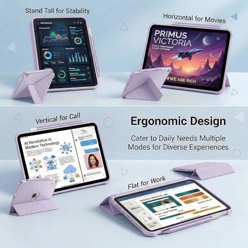 Mouncolor Case for iPad (A16) 11th Generation 11 Inch 2025, iPad 10th Generation Case 10.9 Inch 2022 with Pencil Holder, 3+Y Fold Magnetic Protective Stand Cover (Purple) - Thumbnail 6