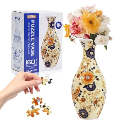Hiwhy 3D Puzzle Planter Vase for Adult, 160 Pieces DIY Flower Vase - Perfect Housewarming Gift (Vibrant Garden Elegance)