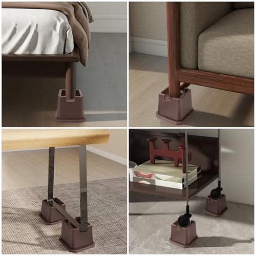 MCXYEM Adjustable Bed Furniture Risers Elevation in Heights Heavy Duty Risers for Both Posts and Wheels of Furniture Sofa Bed Couch Table (Brown 8 Pack, 3 Inch) - Thumbnail 5
