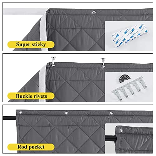 NICETOWN Thermal Insulated Door Curtain Temporary Door 38"x84" Cold Resistant Cover with 3 Hanging Ways, Energy Saving for Winter Indoor & Outdoor Use, 1 Panel, Grey - Thumbnail 2