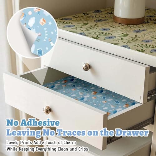 STRN Drawer Liners for Dresser, Linen & Baby Powder Scented Fragrant Drawer Liner 12 Sheets, Non-Adhesive Drawer Paper Liner for Bedroom Shelf Closet, Shoe Chest - Thumbnail 3