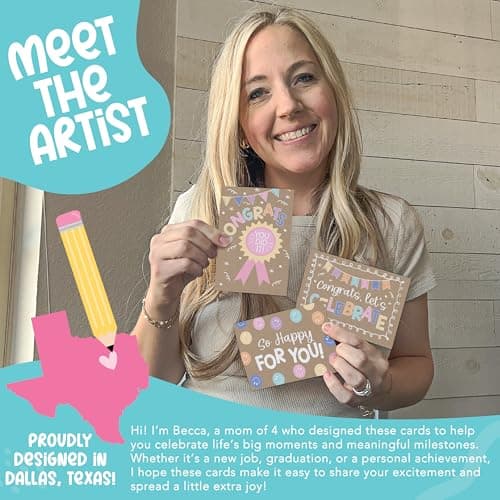 Hadley Designs Congratulations Cards with Envelopes -54 Graduation Cards 2026 Grad Card Bulk Congrats Card, Blank Greeting Notecard For Kindergarten Middle School & College Graduates, Designed in USA - Thumbnail 2